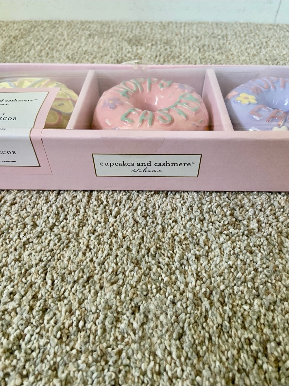 NWT Cupcakes & Cashmere Set of 3 Ceramic Decor Easter Spring Donuts - Picture 6 of 10